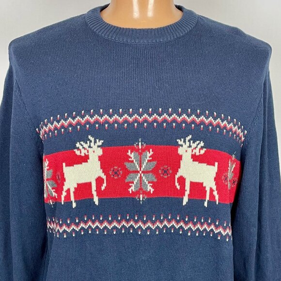 Vtg Dockers Fair Isle Christmas Sweater Sz XXL Reindeer Snowflake Preppy Grandpa - Picture 2 of 6